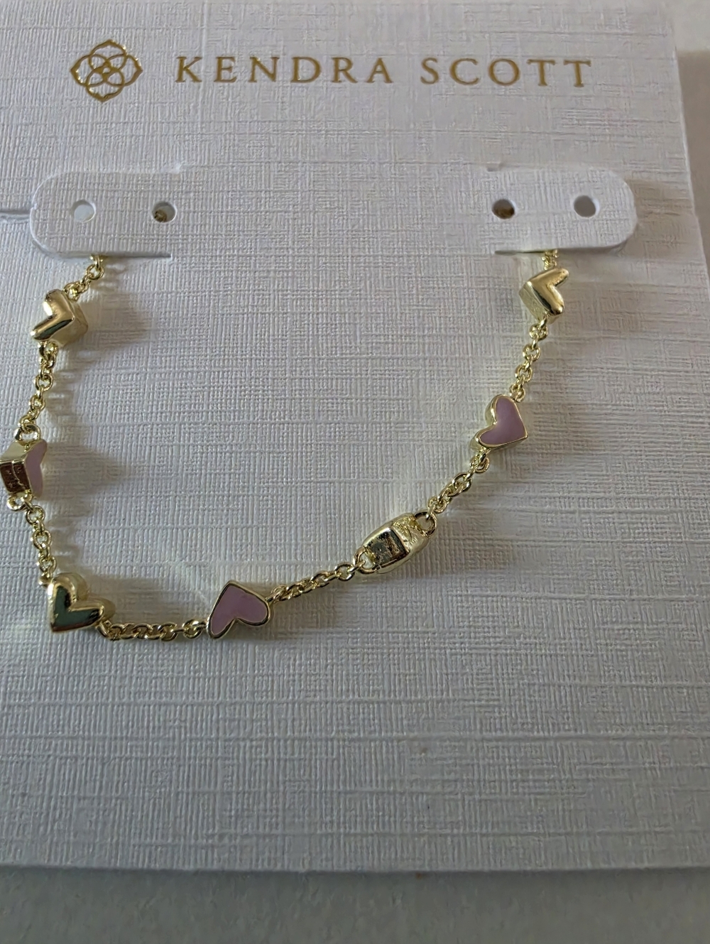 KENDRA SCOTT Haven Gold Delicate Chain Bracelet in Pink Enamel $70 MSRP - Picture 3 of 4